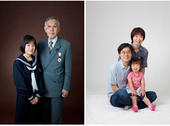 写真：おじいちゃんと一緒の記念写真、ご家族での記念写真
